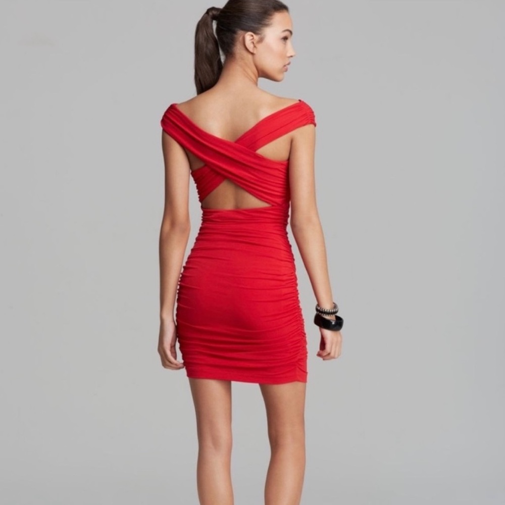 Guess Off The Shoulder Red Dress